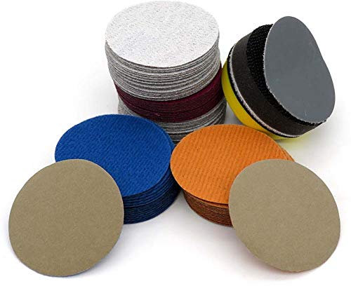 100pcs 2 pouces 50mm papier abrasif étanche disques de ponçage crochet & amp; Boucle de carbure de silicium humide/sec Disque abrasif grain 60 à 10000, 60