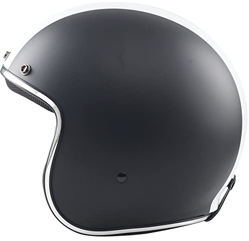 BHR Casco Jet Vintage 811 VINTAGE | Casco Moto Vintage Omologato ECE | Casco Moto Jet stile Cafè Racer | NERO OPACO/BIANCO | XS