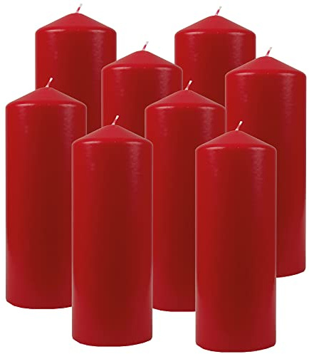 Bestgoodies Stumpenkerzen Wachskerzen Ø6cm x 17cm (8er Pack) Rubinrot - Lange Brenndauer, Hergestellt in EU, Kerzen Blockkerzen - Wachs Stumpen