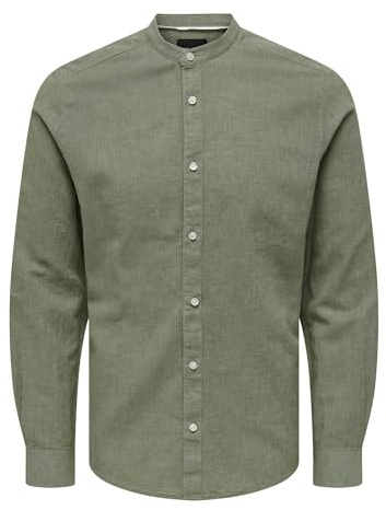 Only & Sons Herren Freizeit Hemd ONSCAIDEN SOLID - Slim Fit XS S M L XL XXL, Größe:M, Farbe:Swamp 22019173