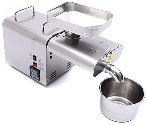 SHZICMY Edelstahl Ölpresse, 750W, 7kg/h, Walnuss, Erdnuss, Sojabohnen, Sonnenblumenkerne, Sesam, Tee, Pfeffer, Raps