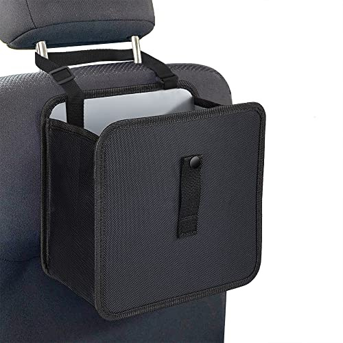 Newellsail Auto Mülleimer Hängende Wasserdicht Auslaufsicher Müllbehälter Faltbar Tragbar Universal Abfalleimer Auto Kofferraum Organizer für Auto, SUV, LKW, Minivan 7L (Schwarz)