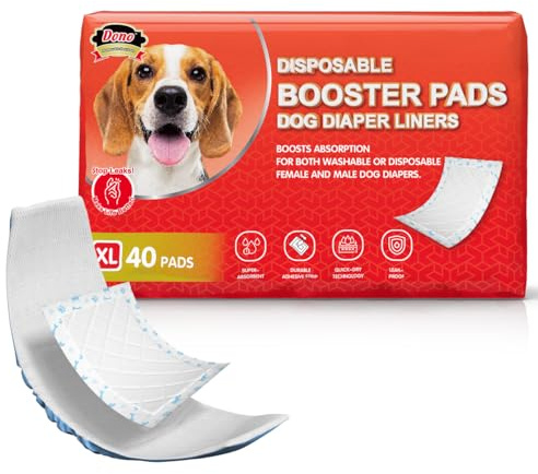 Dono Lot de 40 couches jetables super absorbantes pour chien - Pour couches lavables pour chien femelle, mâle, taille XL