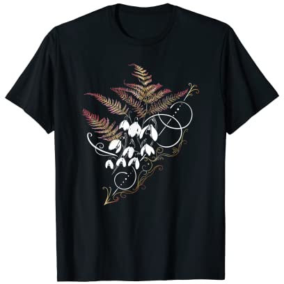 Frühlings Outfit Farn mit Schneeglöckchen und Pfeil Tattoo T-Shirt