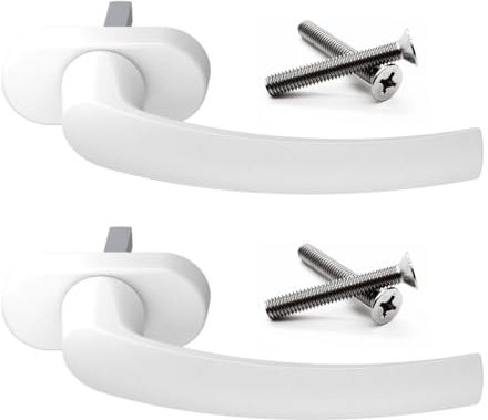 VOOXA Premium Aluminium Fenstergriffe | Weiß RAL9016-2 Stück (35mm) | für Fenster, Terrassen-/Balkontüren aus Holz, Kunststoff oder Aluminium | Kipp-Funktion | ergonomische, angenehme Haptik