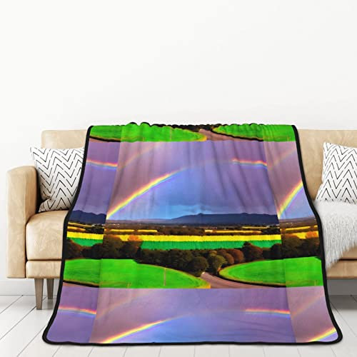 TORONG Doppelseitige Flanell-Überwurfdecke für Abend, Regenbogen, für Erwachsene, für Auto, Bett, Nickerchen, warme bequeme Decke
