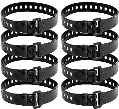 QWORK® 8 st gummiband med järnspänne – 45 x 2,5 cm – multifunktionella fransremmar buntremmar för slangar, kablar, rep, sportutrustning med mera