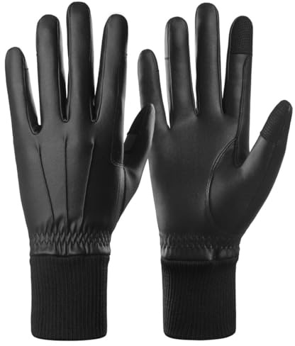 AFE Ladies Horse Riding Gloves Synthetic Leather Equestrian Black Stretch Fabric Thermal Thinsulate Lined Winter Ladies Gloves (Black, Medium)