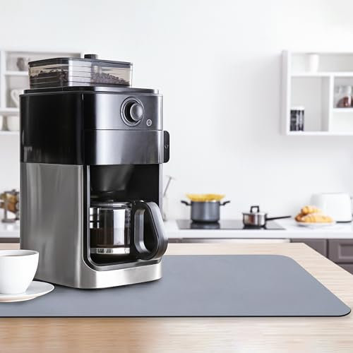 Kayflor Tappetino Scolapiatti 60x40cm , Tappetino Macchina Caffe Super Assorbente , Antimacchia , Tappetino Lavello Cucina , Tappetino Assorbente Cucina Perfetto per Macchine da Caffè e Cucina(Grigio)