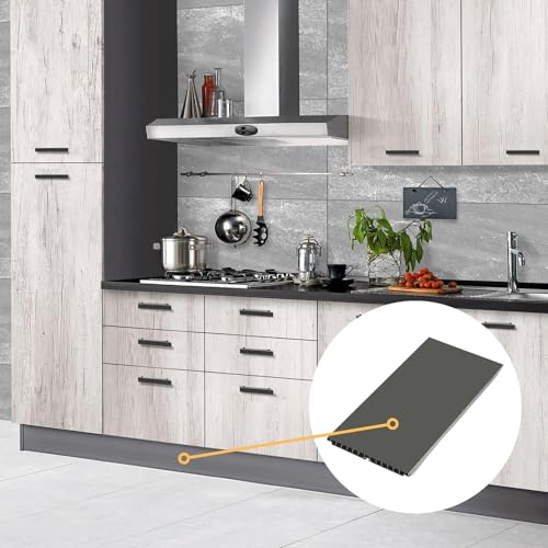 AERREGI Kit Zoccolo per Cucina Battiscopa Altezza 10, 12 e 15 Centimetri | Zoccoli Nero 5 Metri con Accessori per Unione e Ganci | Zoccolatura Piombo (H120 mm)