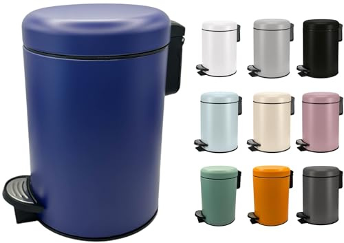 KW Soft Shade Small Round Pedal Bin (Dark Blue, 3 Ltr)
