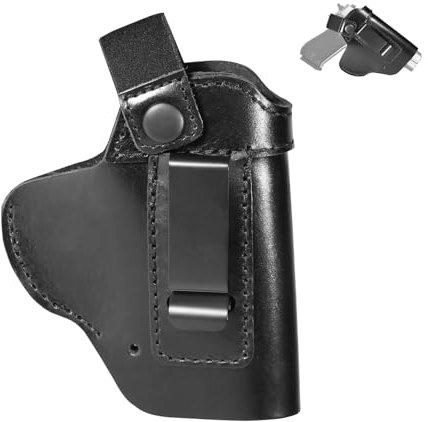Leder Pistolenholster,Taktisches Pistolen Halter,Waffenholster Verdeckt,Airsoft Holster,Revolver Holster,Gun Holster Gürtelholster Pistole Case für Glock17 19 43X Sig P365(Schwarz)
