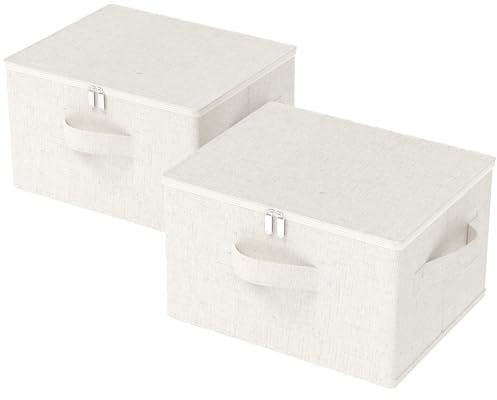 ENUMAIL 2er Sotto la Scatola di Stoccaggio del Letto, Divisori per Cassetti in Tessuto con Coperchio, Organizzatore di Vestiti con Maniglia, Adatto per Riporre Trapunta, 50×40×30cm, Grigio