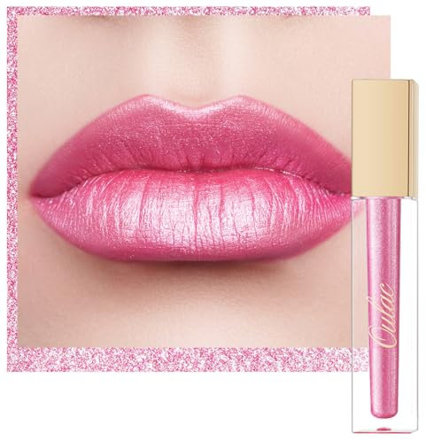 Oulac Rossetto Metallizzato 2-in-1 Rossetto Lunga Durata＆Ombretto Scintillante Rossetti Colore Intenso Lipstick Tinta Labbra Glitter Waterproof Senza Trasferimento Facile da Applicare Vegana MD08