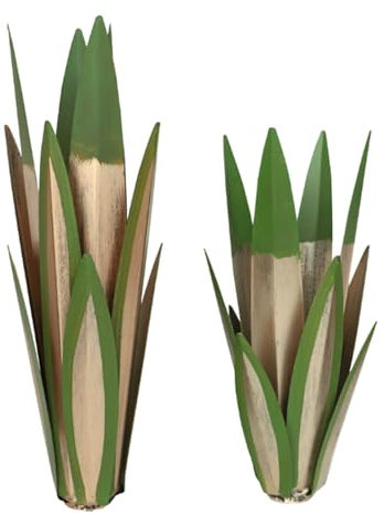 Statue de Jardin 2 pièces en métal Agave Plante Jardin Cour Art décoration Statue Fer Tequila Rustique Sculpture Jardin Statues Ornement