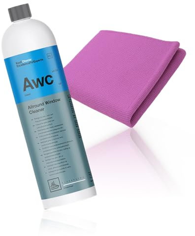 wortek Glasreiniger Set aus Koch Chemie Allround Window Cleaner 1L Awc inkl Microfaser Poliertuch Polycyarbonat Reiniger Acryl Reiniger Schiffs Glasreiniger Boots Glasreiniger Yacht