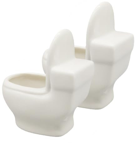 FONDOTIN 2 Vasi Da Fiori in Ceramica A Forma Di Wc Vaso Da Giardino Bianco Per Bonsai