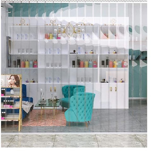 Cortina de Tiras de PVC Transparente para Puerta, Tiras de plástico para Patio, Industria, Garaje, almacén y supermercado (Color: Transparente, tamaño: 165 x 270 cm)