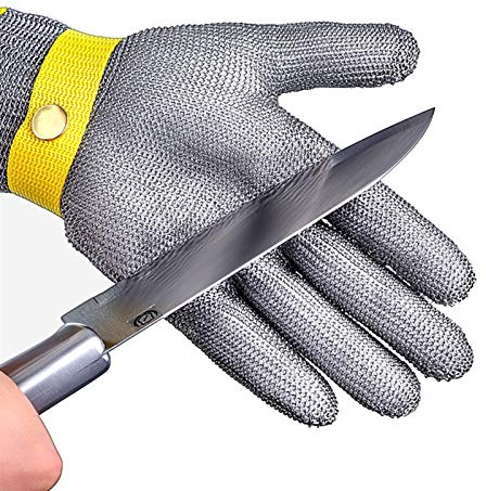 Guantes Anticortes, Guantes de Malla de Acero Inoxidable Resistentes a Cortes para jardinería, Guantes de Seguridad para carniceros de Cocina, Correa de muñeca Ajustable.