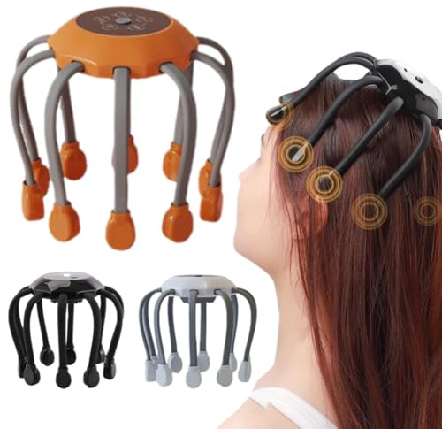 Upgrade Electric Scalp Massager,2025 New Head Massager for Headaches,Octopus Head Massager Scalp,Electric Scalp Massager with 10 Vibrating Points, 5 Modes and Smart Timing,Head Scratcher Stress Relax