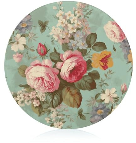 Tagliere in vetro temperato vintage floreale 20,3 x 20,3 cm con piedini in gomma, antiscivolo e resistente al calore, taglieri per frutta, piccoli taglieri regalo per cucina/bar/campeggio/matrimonio