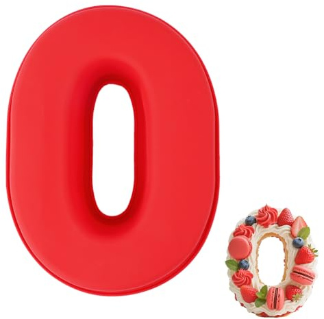 Vicloon Silicone Number Cake Tin Mould, Silicone Number 0 Cake Mould, Non-Stick Silicones Numbers Baking Tins, 3D Numbers Cakes Pan for DIY Baking, Birthday, Wedding, Anniversary