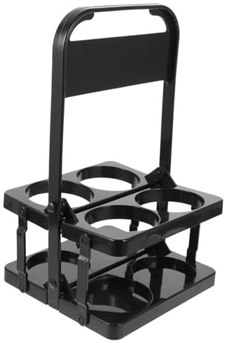 OFFIGAM Botellero Plegable para Cerveza y Bebidas, Cesta Portátil Negra para 4 Botellas, Soporte De Plástico Resistente, Portabebidas para Fiestas y Bares, Diseño Compacto y Fácil Transporte
