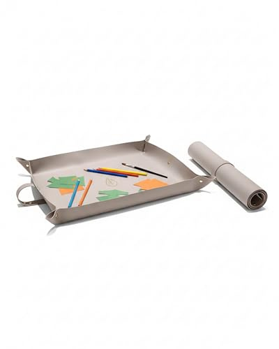 Malunterlage für Kinder 70x45 cm, abwischbare Bastelunterlage Kinder & Schreibtischunterlage Papier aus Kunstleder, Schreibtischauflage für kleine Künstler, 100% Bastelspaß ohne Spuren, Beige