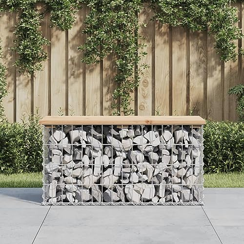 INLIFE Banc de Jardin Design de Gabion 83x31,5x42cm Bois Massif de pin