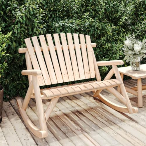 Owoxanthellate Gartensofa aus massivem Fichtenholz 123x96x102 cm 2 Sitzer Outdoor Schaukelbank mit Adirondack Lehnen Robust und wetterfest für Balkon Terrasse und Wintergarten