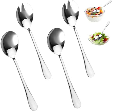4 Piezas Cubiertos para Ensalada Acero Inoxidable