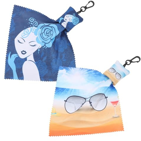 Ipetboom Toallitas Limpiadoras de Gafas 2piezas con Diseño Portátil y Paño de Fibra para Limpiar Lentes y Pantallas de Teléfonos con Gancho Colgante