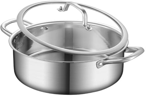 Pentole doppie per famiglie, in acciaio inox 304, con coperchio in vetro, per garantire ed efficienza nella preparazione dei pasti, pentole con divisore