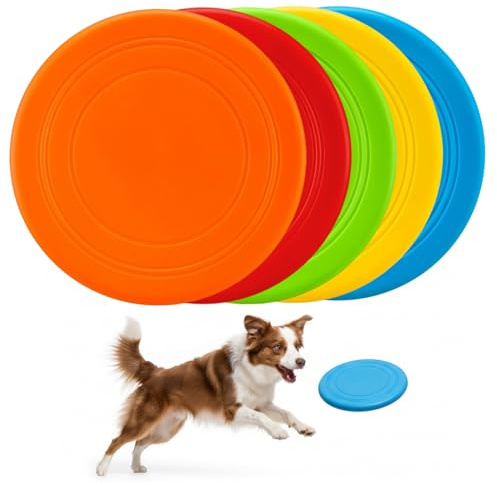 Nukinp Paquete de 5 discos voladores para perros, juguetes flotantes suaves para entrenamiento, juguetes interactivos para perros, juguete de búsqueda al aire libre para perros pequeños y medianos