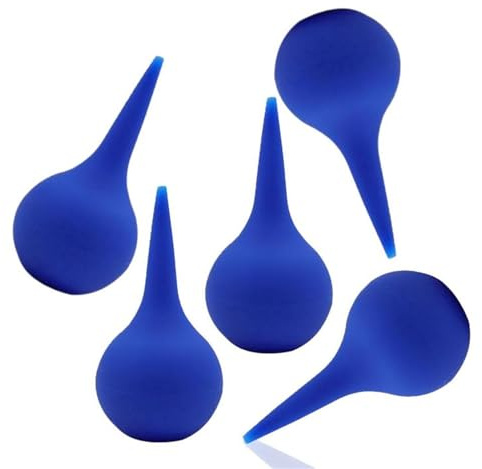 5 PCS Poire Lavement Oreilles, Poire Oreille Nettoyage D'oreille Doux, Débouche oreille, Seringue oreill Utiliser pour Nettoyage, Sac Tissé Effilée (Bleu 60 ML)