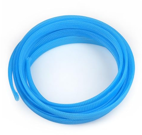 Kelepu Guaina Intrecciata per la Gestione dei Cavi, Guaina Flessibile Intrecciata Lunga 5 Metri (Blu Fluorescente, 6 mm)