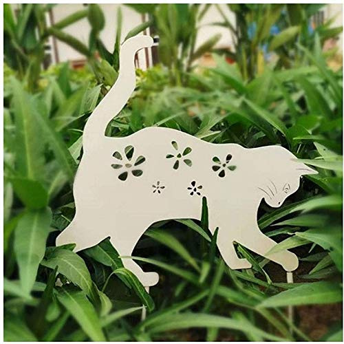 12 in Metal Cat Garden Statues, Durable and waterproof Black Cat Silhouette Decorative Garden Stakes, Outdoor Statues Animal Stakes for Yard Decor and Lawn Ornaments