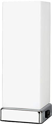 MiniSun | Modern Chrome and White Frosted Glass Touch Table Lamp with USB Charging Port | Table Lamps, Home Décor & Improvement Essential