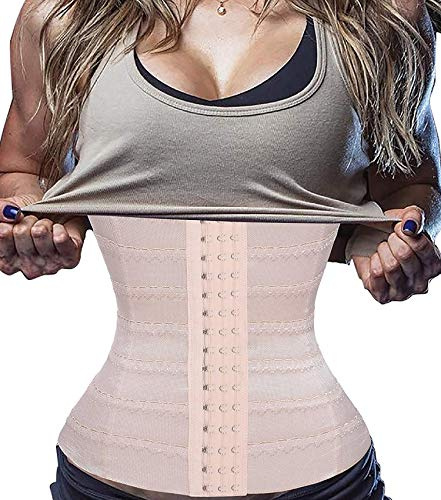 Bafully Womens Waist Trainer Girdle Corset Hourglass Body Shaper Underwear for Weight Loss Tummy Control, Beige, Medium
