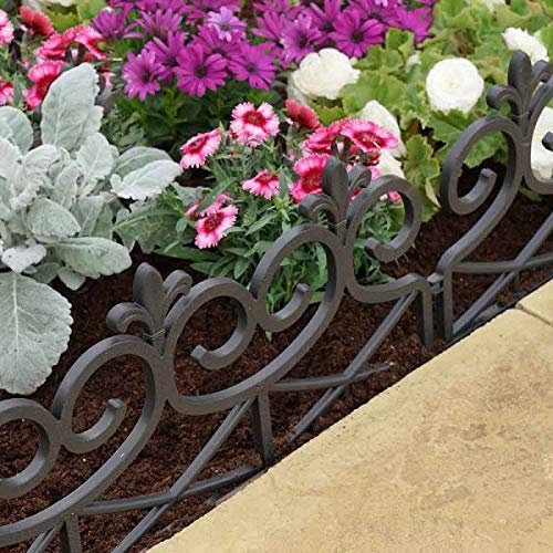 Garden Mile 16pc Decorative Garden Edging Plastic Scroll Fence Panels Flower Border Pathway Ornate Stake Fencing Panels Edging for Garden Flower Beds, Patio & Pavement Edge 40x60cm