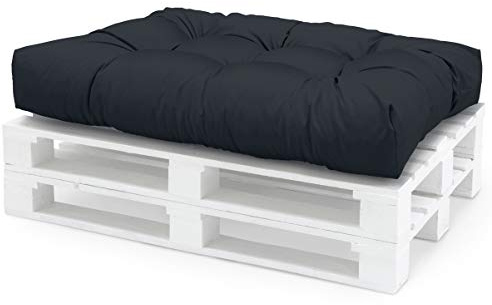 Spatium Palettenkissen Set abnehmbar Bezug wasserdicht gesteppt Palettenauflage Palettenpolster Palettensofa Palettenmöbel Anthrazit Sitzkissen 120x80x15