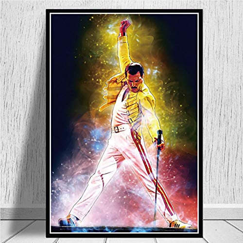JWJQTLD Leinwanddruck Freddie Mercury Poster Und Drucke Bohemian Rhapsody Queen Wand Kunst Leinwand Gemälde An Der Wand Bilder Wohnzimmer Home Decor