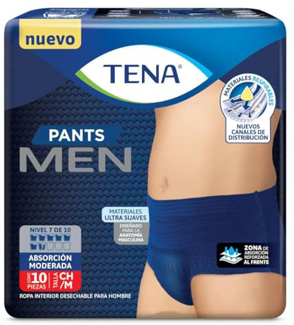 TENA Hosen Herren, Blau; Einweg-Unterwäsche für Inkontinenz, Größe S/M, 10 Stück