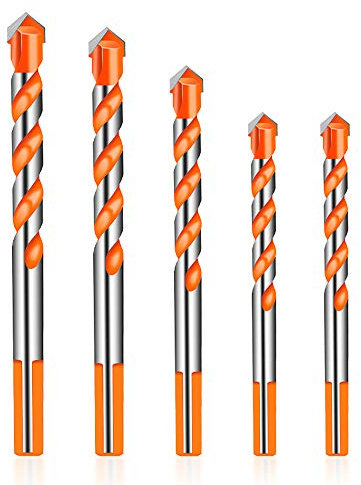 Juego de 5 brocas de mampostería de 12 mm, extra resistentes, con diámetro de 6, 8, 10, 12 mm, kit de brocas de sierra perforadora para hormigón, pared de ladrillo, vidrio, espejos, plástico, madera