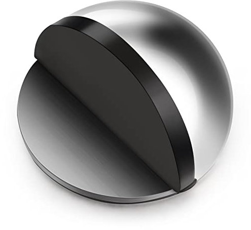 Hotop Selbstklebender Ovaler Boden Türstopper aus Edelstahl Bodenmontierter Halbmond Form Wandschutz Polierter Türpuffer mit Kleber für Hartboden Glastür(Silber,1)