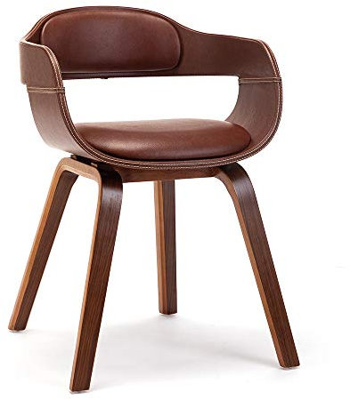 Mingone Esszimmerstuhl Küchenstuhl Gepolsterter Stuhl Modernes Design Stühle Massivholz Ledersitz für Restaurant Wohnzimmer, (Braun, 1)