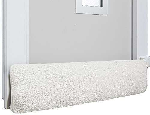 Urhome Zugluftstopper aus Schurwolle für Tür | 80cm Natur Klettverschluss | Selbstklebende Türbodendichtung | einseitige Türisolierung | Schutz vor Lärm und Zugluft