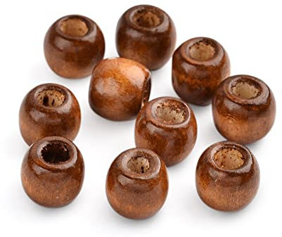 Craftdady Holzperlen mit großem Loch, europäische Dreadlock-Perlen zum Haareflechten, Schmuckherstellung,Makramee und Bastelprojekte, 200 Stück, Kaffeebraun, 12 mm, Lochdurchmesser 5 mm