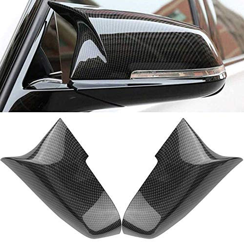 Auto Spiegelkappen, 1 Paar Auto Tür Außenspiegelkappe Rückspiegelkappe Seitenspiegel Abdeckungen für 3er F30 F34 F31, 4er F32 F33 F36 F87 M2 X1 Serie E84 (Schwarz)