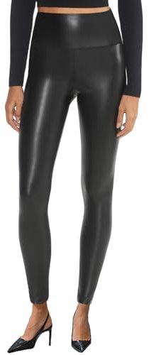 HAWILAND Leggins Cuero Mujer Pantalones Leggings de Piel Sintética Negro Cintura Alta Elásticos Mallas Termicas Mujer Vestido Invierno Navidad